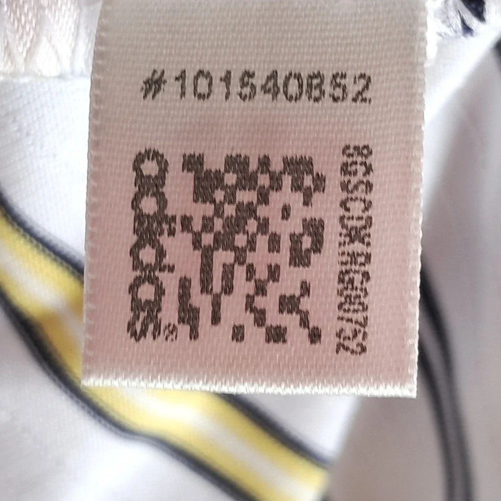 Adidas Golf Mens 2XL‎ Striped Polo Shirt White Blue Yellow Short Sleeve RN 88387
